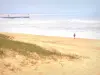 Paysages des Landes - Côte landaise : plage de sable d'Hossegor avec vue sur les vagues de l'océan Atlantique
