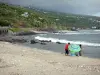 Paysages de La Réunion - Pescadores en la playa en la punta de Castillos en Saint-Leu