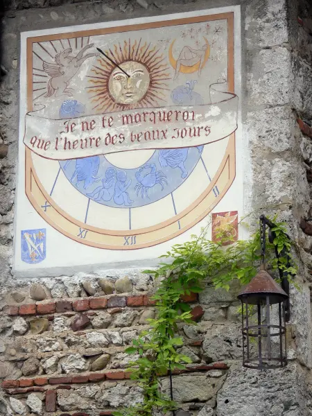 Pérouges - Reloj de sol en lugar de Linden (Place de la Halle)