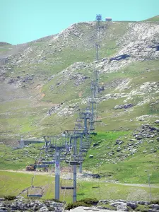 La Pierre Saint-Martin - Chairlift (ski lift) of the Pyrenean ski resort in the spring