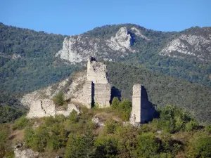 Pontaix - Uitzicht op de ruïnes van het oude versterkte kasteel van Pontaix