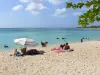 Port-Louis - Plage du Souffleur : farniente sur le sable fin avec vue sur la mer turquoise