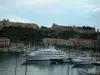Principauté de Monaco - Vue sur le Rocher de Monaco et sur le port en contrebas avec ses yachts, bâtiments