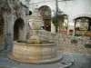 Reiseführer von der Provence-Alpen-Côte d'Azur - Saint-Paul-de-Vence - Brunnen und sein Waschhaus auf einem kleinen Platz