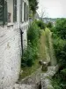 Provins - Pfad Rubis gesäumt von Vegetation und Hausfassade