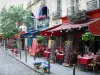 Quartier Latin - Terraços de restaurantes na rue de la Harpe
