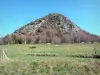 Regionaler Naturpark der Ardèche-Berge - Blick auf den Berg Gerbier de Jonc; im Ardèche-Gebirge