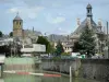 Rethel - Fiume Aisne, campanile della chiesa di Saint-Nicolas e il campanile del municipio