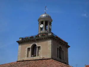 Revel - Medieval fortified town: bell tower of the covered market hall, in the Cocagne land