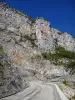 Road Combe Laval - Региональный природный парк Веркор: скалы с видом на туристический маршрут Комб Лаваль