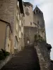 Rocamadour - Gran escalinata que conduce los peregrinos a los santuarios, en septiembre, en el Parque Natural Regional de Causses del Quercy