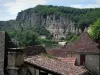 La Roque-Gageac - Toits des maisons du village avec vue sur la rivière (la Dordogne), les falaises et les arbres, dans la vallée de la Dordogne, en Périgord