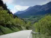 Route Napoléon - Route Napoléon bordée d'arbres avec vue sur la forêt et les montagnes