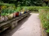 Royaumont abbey - Medieval-inspired garden and its table of knowledge (plants in pots)