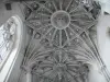 Rue - Inside of the Saint-Esprit chapel of Flamboyant Gothic style: carved hanging keystones