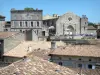 Saint-Émilion - View of the front of the chapel of the Franciscan monastery and roofs of the medieval town 