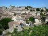 Saint-Émilion - Vignes au premier plan avec vue sur le village médiéval de Saint-Émilion