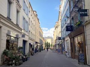 Saint-Germain-en-Laye - Fachadas y tiendas de una calle comercial de la ciudad