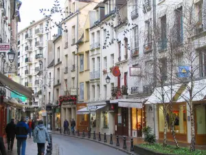 Saint-Germain-en-Laye - Calle comercial de la ciudad con sus tiendas y casas