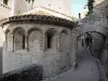 Saint-Guilhem-le-Désert - Apsis van de abdijkerk (Gellone Abdij) en het middeleeuwse dorp rijstrook