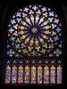 Saint-Malo - Inside of the Saint Vincent cathedral: stained glass windows of the rose