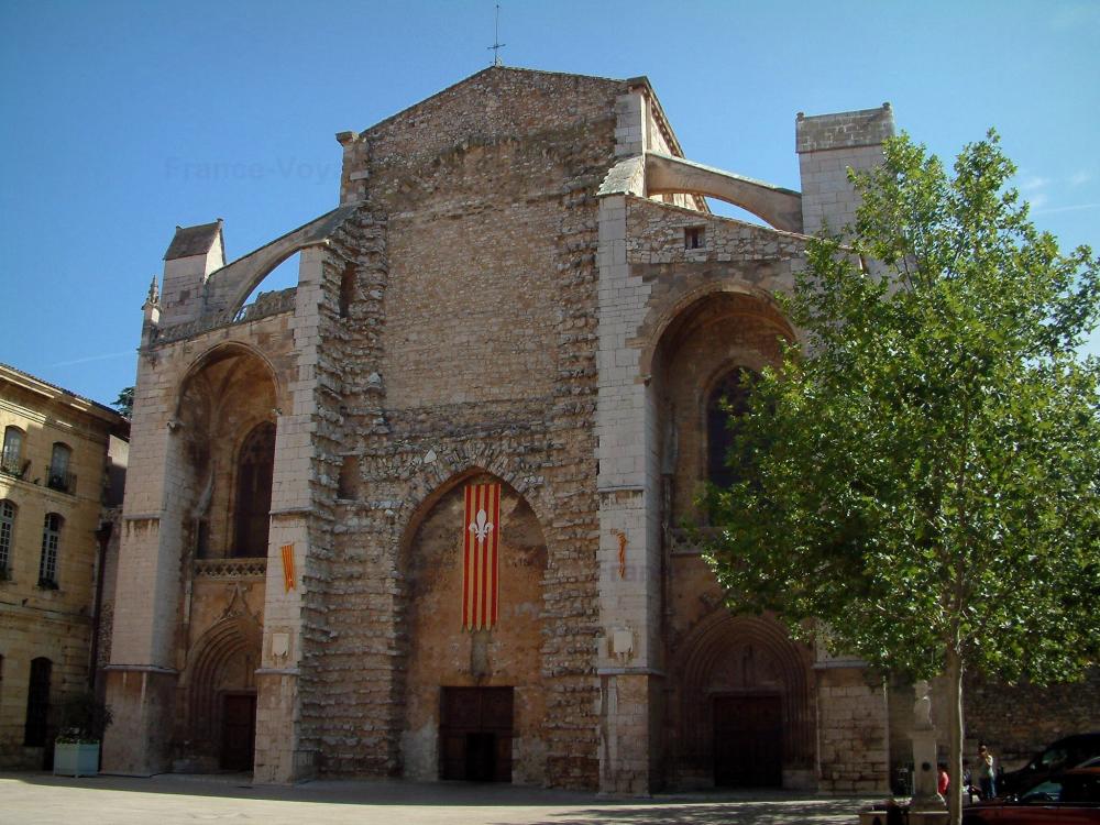 The Saint-Maximin-la-Sainte-Baume basilica - Saint-Maximin-la-Sainte-Baume basilica: Sainte-Marie-Madeleine basilica of Gothic style and tree