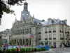 Saint-Quentin - Town Hall with its Flamboyant Gothic-style facade, and Place de l'Hôtel de Ville square turned into a beach during summer