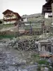 Saint-Veran - Caminho e casas da aldeia de montanha