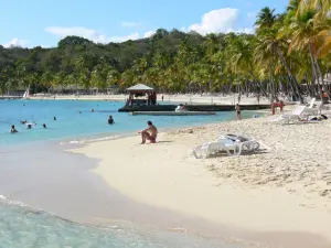 Sainte-Anne - Plage de la Caravelle avec son sable blanc, ses cocotiers et son lagon