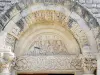 Sainte-Jalle教堂 - 雕刻的罗马式教堂Notre-Dame-de-Beauvert门户的鼓室