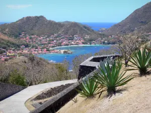 Les Saintes - Vista de la bahía de Saintes y las casas de Terre -de - Haut de Fort Napoleón y exótico jardín