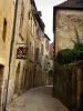 Sarlat-la-Canéda - La calle llena de casas de piedra, en el Périgord