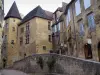 Sarlat-la-Canéda - Magnanat Hotel (hotel de Gisson) y casas de la antigua ciudad medieval, en Périgord