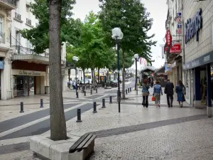 Saumur - Einkaufsstrasse mit ihren Boutiquen, ihren Bürgersteigen, ihren Strassenlaternen und ihren Bäumen