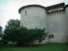 Schloß von Mauriac - Turm des Schlosses (Festung), Bäume und Rasen