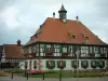 Seebach - House (City Hall) de color blanco cajas de la ventana de madera geranios