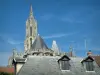 Senlis - Roofs of houses and tower of the Notre-Dame cathedral with it sarrow (Gothic architecture)