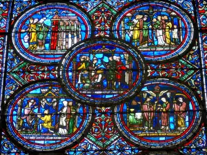 Sens - Inside the Saint-Étienne cathedral: stained glass window