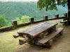 Site du Rocher du Peintre - Table de pique-nique avec vue sur le paysage boisé alentour