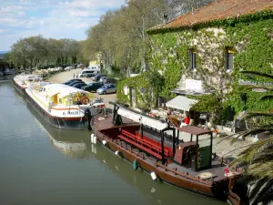 Le Somail - Canal du Midi and Somail port with moored boats