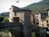 Sospel - Antiguo puente de peaje y las casas con fachadas de colores de la villa medieval