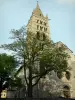 Spray - Fachada e torre sineira da Catedral de Notre-Dame-du-Réal, Calvário e árvores