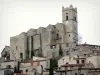 Teve - Torre sineira da igreja de Saint-Vincent-d'En-Haut dominando as casas da aldeia