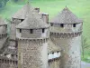 Tournemire和Anjony城堡 - Donjon的角落塔与胡椒屋顶