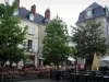 Tours - Plumereau square with its houses, its cafe terraces and its trees