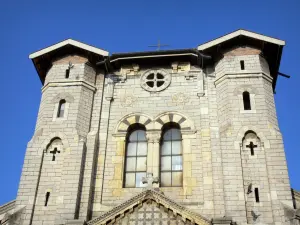 Trévoux - Facade of the Saint-Symphorien church of Neo-Romanesque style