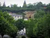 Trôo - Bomen, rotsen en grotten huizen in het dorp