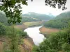 Truyère gorges - View on the lake of the dam of Sarrans and its surroundings raised