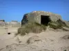 Utah Beach - Dunes-de-Varreville (plage du Débarquement) : casemate (vestige) et oyats