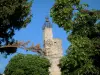 Vaison-la-Romaine - Beffroi (tour) de la porte fortifiée et arbres